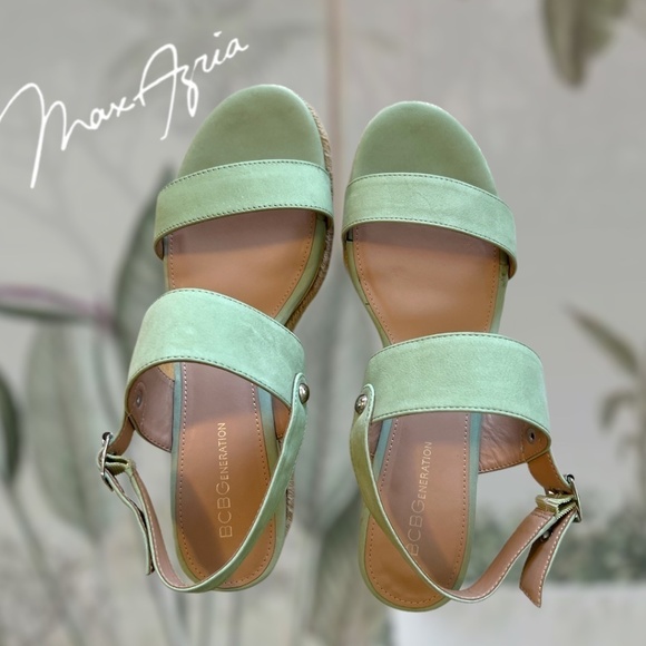 BCBG Allia Wedge Sandals in Reseda Green - Picture 2 of 9